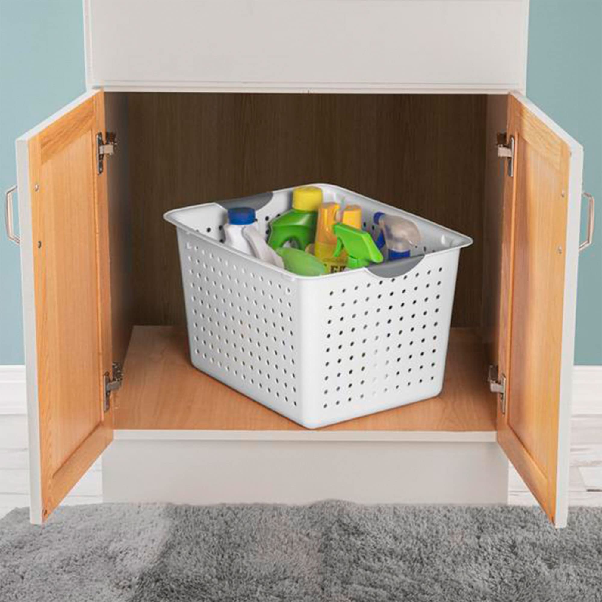 Sterilite Deep Ultra Basket, Closet Organizer Bin, Cabinets, Pantry, Shelving And Countertop Space Open Container, White, 12-Pac